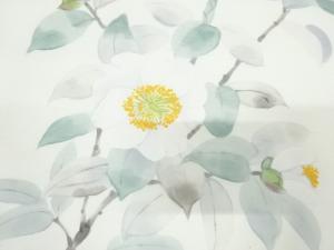 アンティーク　塩瀬　手描き　枝花模様作り帯